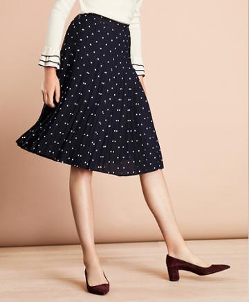 Brooks Brothers Polka-dot Crepe Accordion-pleated Wrap Skirt