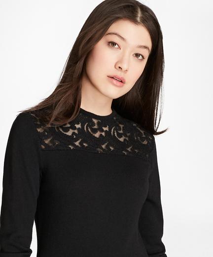 Brooks Brothers Lace-yoke Wool-cashmere-blend Sweater