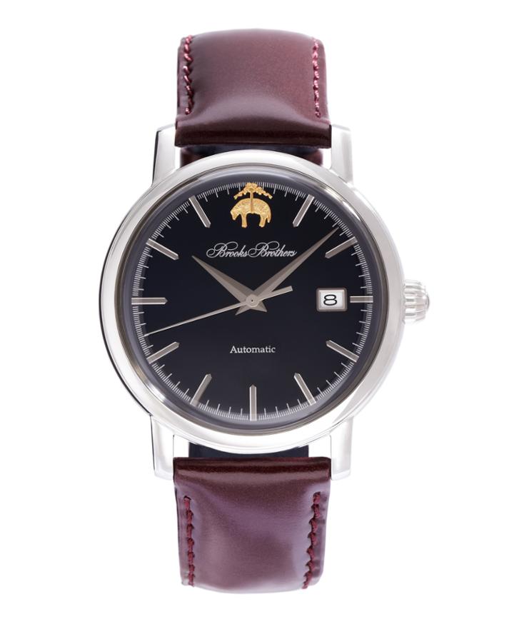 Brooks Brothers Men's Round Watch With Calfskin Band