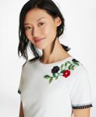Brooks Brothers Women's Floral-embroidered Cotton T-shirt