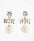 Brooks Brothers Women's Glass Pearl And Rhinestone Bow Drop Earrings