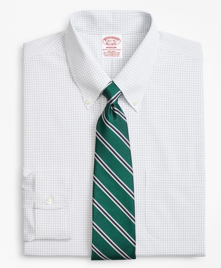 Brooks Brothers Men's Stretch Regular Fit Classic-fit Dress Shirt, Non-iron Windowpane