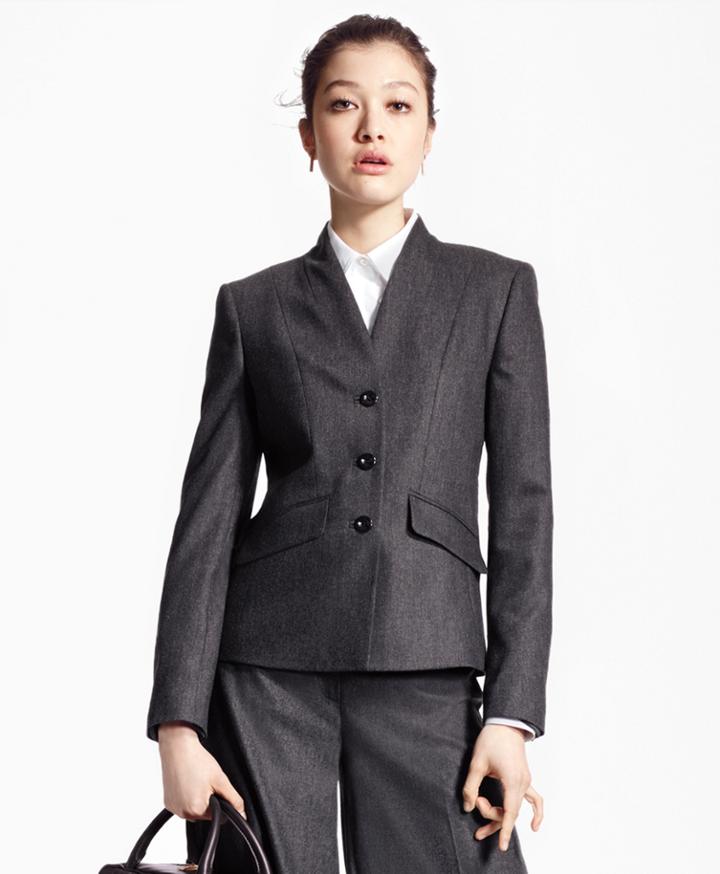 Brooks Brothers Women's Single-breasted Wool-blend Flannel Blazer