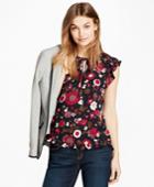 Brooks Brothers Women's Floral-print Crepe Blouse