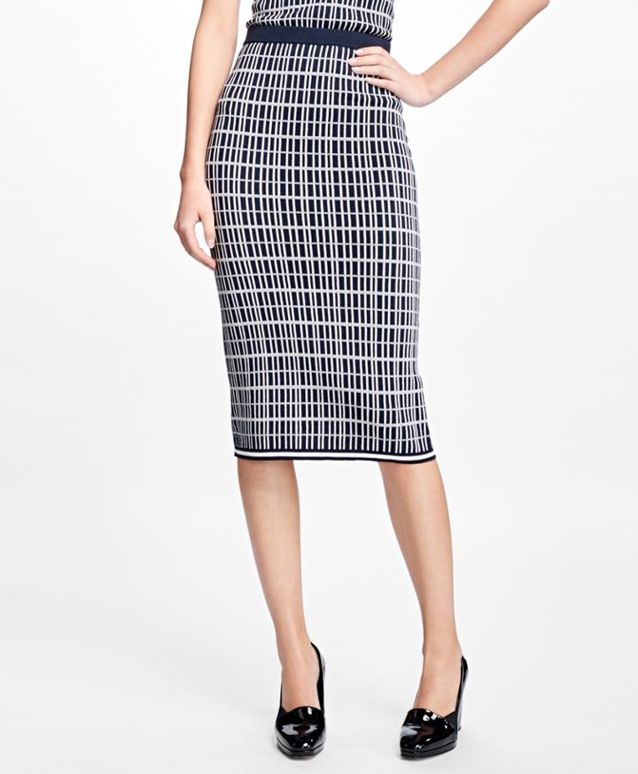 Brooks Brothers Women's Double Jacquard Silk-blend Pencil Skirt