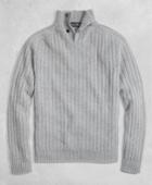 Brooks Brothers Men's Golden Fleece 3-d Knit Saxxon Reserve Button Mockneck Sweater