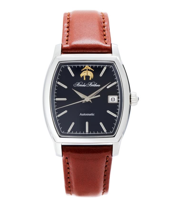 Brooks Brothers Men's Rectangular Watch With Calfskin Band