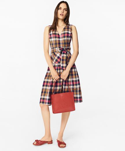 Brooks Brothers Madras Cotton Faux Wrap Dress