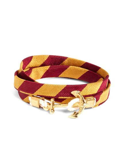 Brooks Brothers Kiel James Patrick Gold And Burgundy Bb#4 Stripe Wrap Bracelet