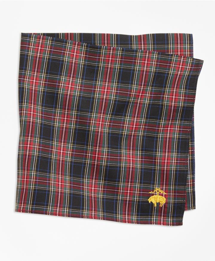 Brooks Brothers Men's Black Stewart Tartan Pocket Square