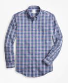 Brooks Brothers Men's Non-iron Milano Fit Herringbone Plaid Sport Shirt