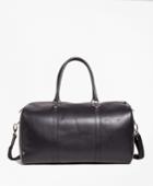 Brooks Brothers Men's Leather With Black Watch Duffle Bag