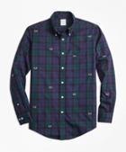 Brooks Brothers Non-iron Milano Fit Black Watch With Antler Embroidered Sport Shirt