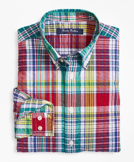 Brooks Brothers Cotton Madras Seersucker Sport Shirt