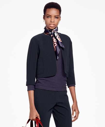 Brooks Brothers Jewel-neck Crepe Satin Blazer
