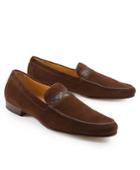 Brooks Brothers Men's Suede Loafers With Alligator Detail