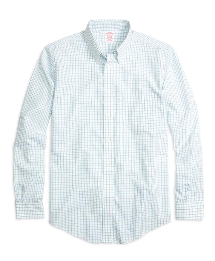 Brooks Brothers Men's Non-iron Brookscool Madison Fit Tattersall Sport Shirt