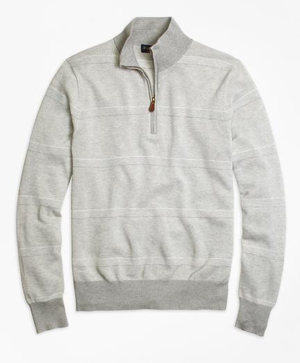 Brooks Brothers Supima Cotton Pique-stitch Stripe Half-zip Sweater