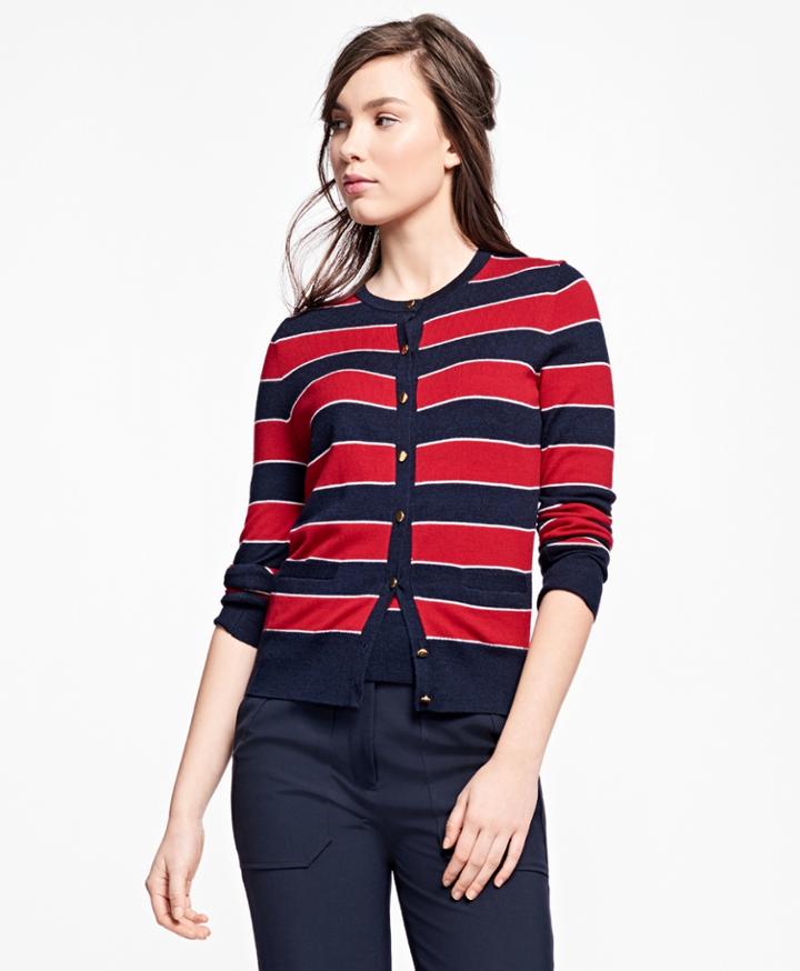 Brooks Brothers Women's Merino Wool Striped Cardigan
