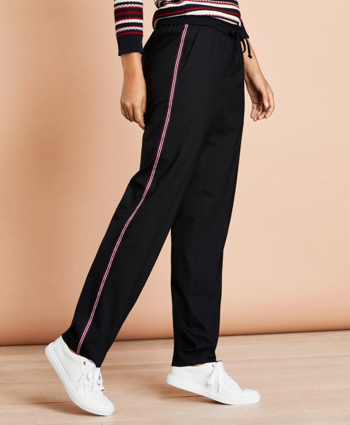 Brooks Brothers Women's Stripe-trimmed Wool-blend Track Pants