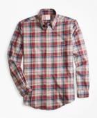 Brooks Brothers Madison Fit Camel Plaid Flannel Sport Shirt