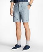 Brooks Brothers Paisley-embroidered Chambray Shorts