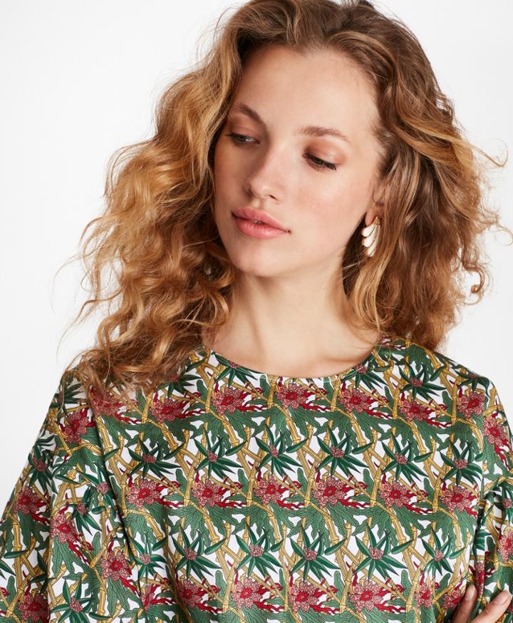 Brooks Brothers Women's Bamboo-print Cotton Sateen Top