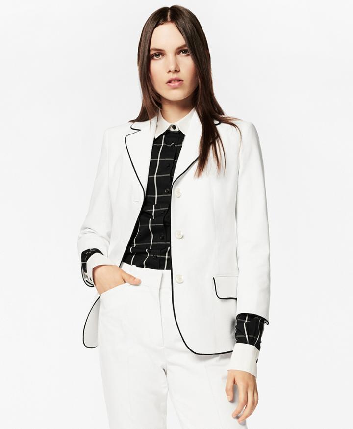 Brooks Brothers Women's Tipped Stretch Cotton Pique Three-quarter Sleeve Jacket