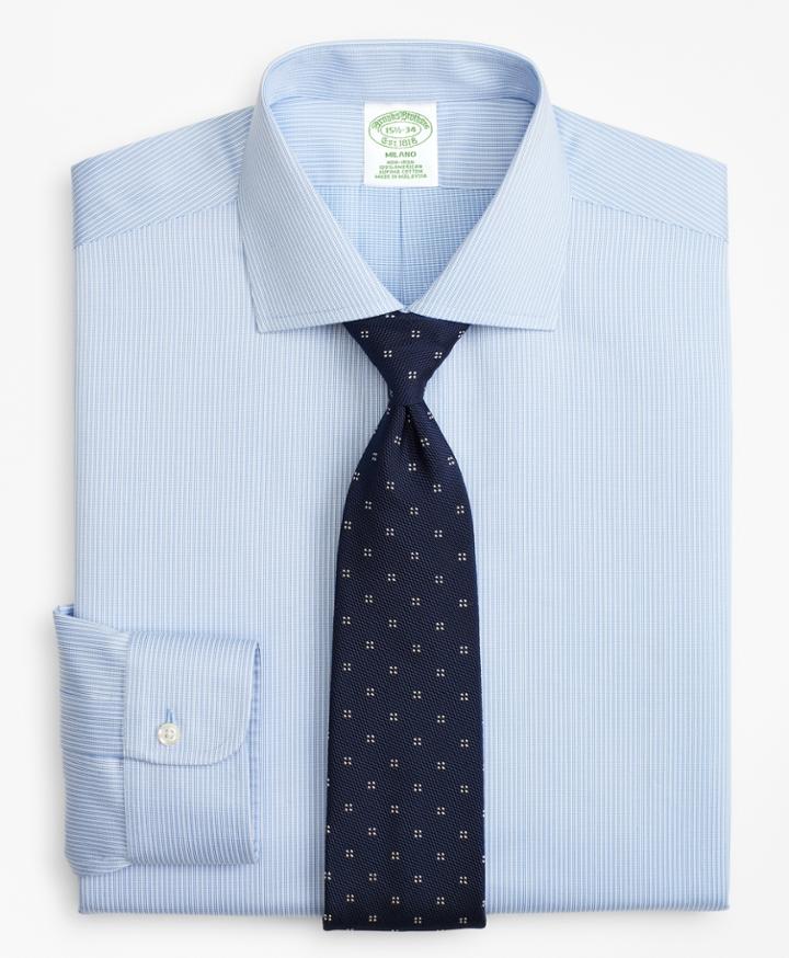 Brooks Brothers Men's Extra Slim Fit Slim-fit Dress Shirt, Non-iron Mini-double Stripe