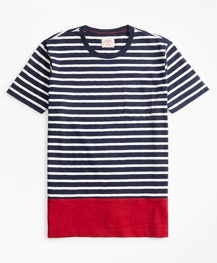 Brooks Brothers Striped Color-block Cotton Jersey T-shirt