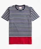 Brooks Brothers Striped Color-block Cotton Jersey T-shirt