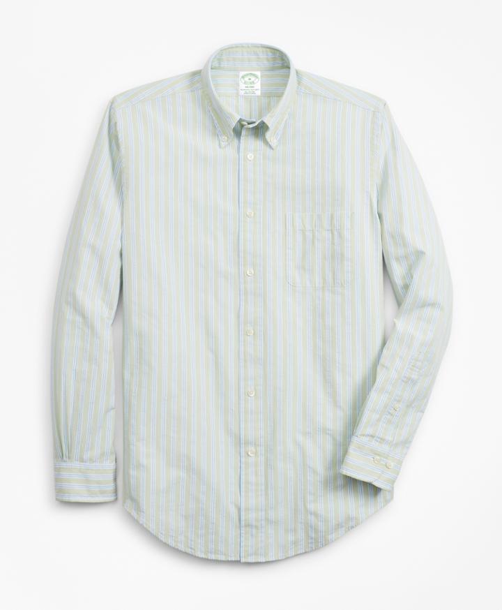 Brooks Brothers Men's Milano Fit Bb#1 Stripe Seersucker Sport Shirt