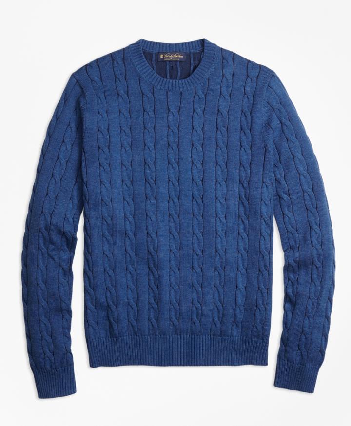 Brooks Brothers Men's Supima Cotton Cable Knit Crewneck Sweater