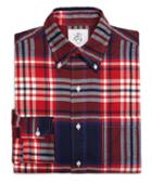 Brooks Brothers Red White And Navy Plaid Button-down Shirt