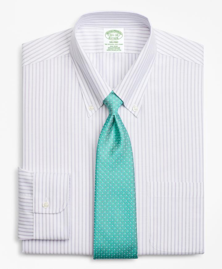 Brooks Brothers Men's Brookscool Extra Slim Fit Slim-fit Dress Shirt, Non-iron Stripe