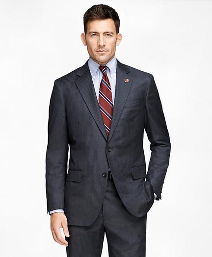 Brooks Brothers Madison Fit Saxxon Grey With Blue Stripe 1818 Suit