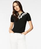 Brooks Brothers Floral-embroidered Short-sleeve Sweater