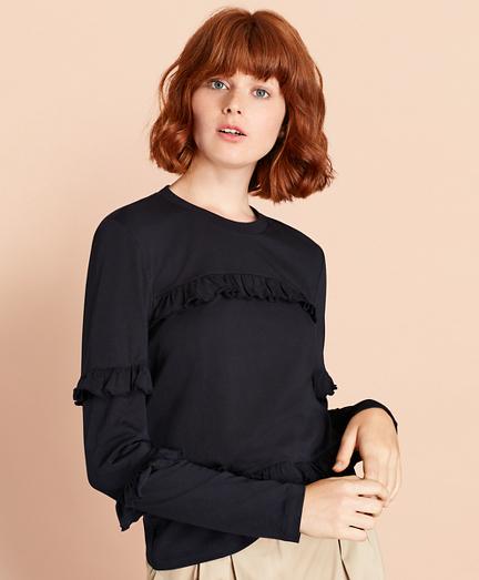 Brooks Brothers Ruffled Long-sleeve T-shirt