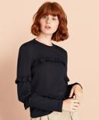 Brooks Brothers Ruffled Long-sleeve T-shirt