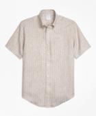 Brooks Brothers Regent Fit Safari Stripe Irish Linen Short-sleeve Sport Shirt
