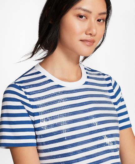 Brooks Brothers Sequin-striped T-shirt