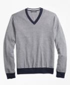 Brooks Brothers Supima Cotton Thin Stripe V-neck Sweater
