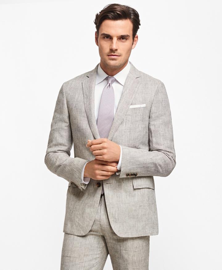 Brooks Brothers Men's Regent Fit Plaid Linen Suit