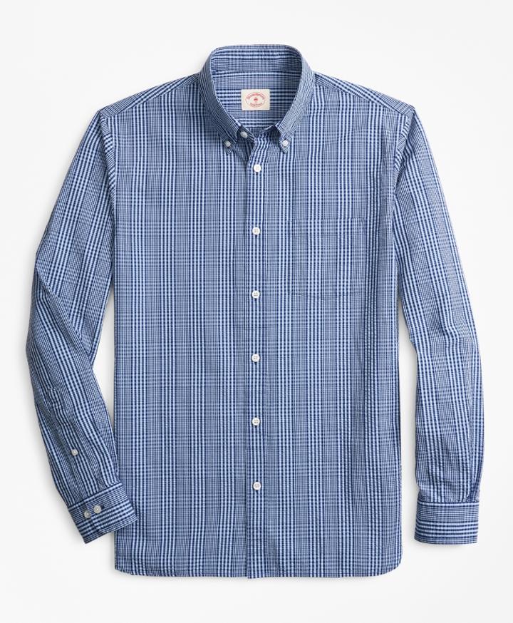 Brooks Brothers Men's Glen Plaid Seersucker Sport Shirt