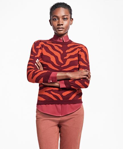 Brooks Brothers Zebra Intarsia Silk-cashmere Wool Sweater