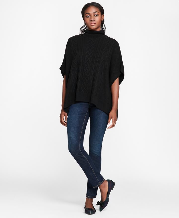 Brooks Brothers Women's Wool-blend Cable-knit Turtleneck Poncho