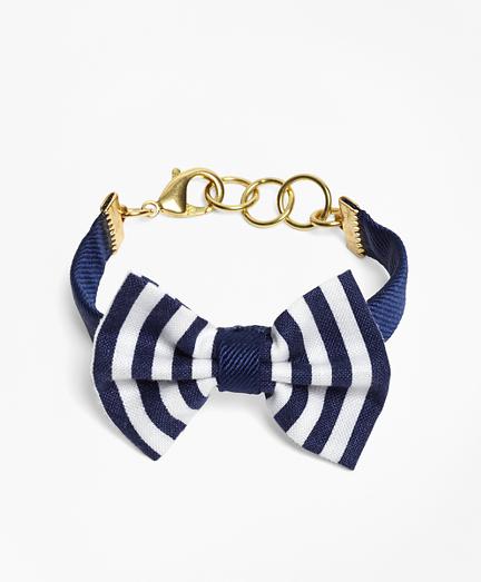 Brooks Brothers Kiel James Patrick Navy And White Stripe Bow Tie Bracelet