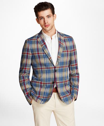 Brooks Brothers Plaid Three-button Linen Twill Sport Coat