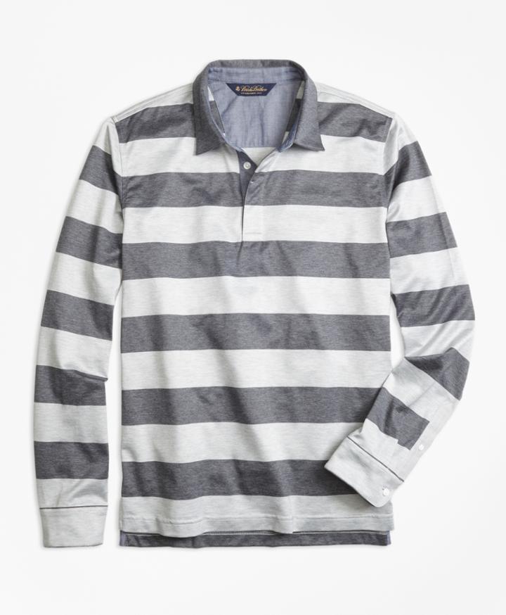 Brooks Brothers Men's Original Fit Rugby Stripe Long-sleeve Polo Shirt