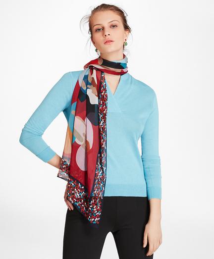 Brooks Brothers Stylized Figural-print Silk Chiffon Oblong Scarf